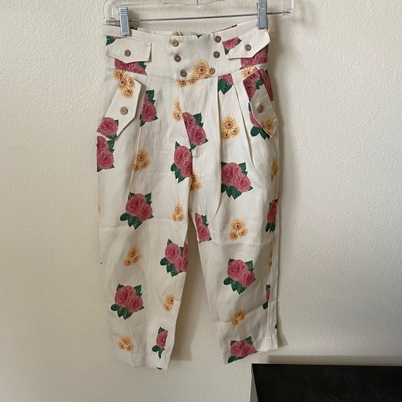 THE ANIMALS OBSERVATORY Kids Camel Linen High Waisted Trousers Size 8 - Picture 2 of 8